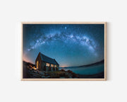 Milky Way Over Mountain Lake Church Wall Art – Night Sky Landscape Print