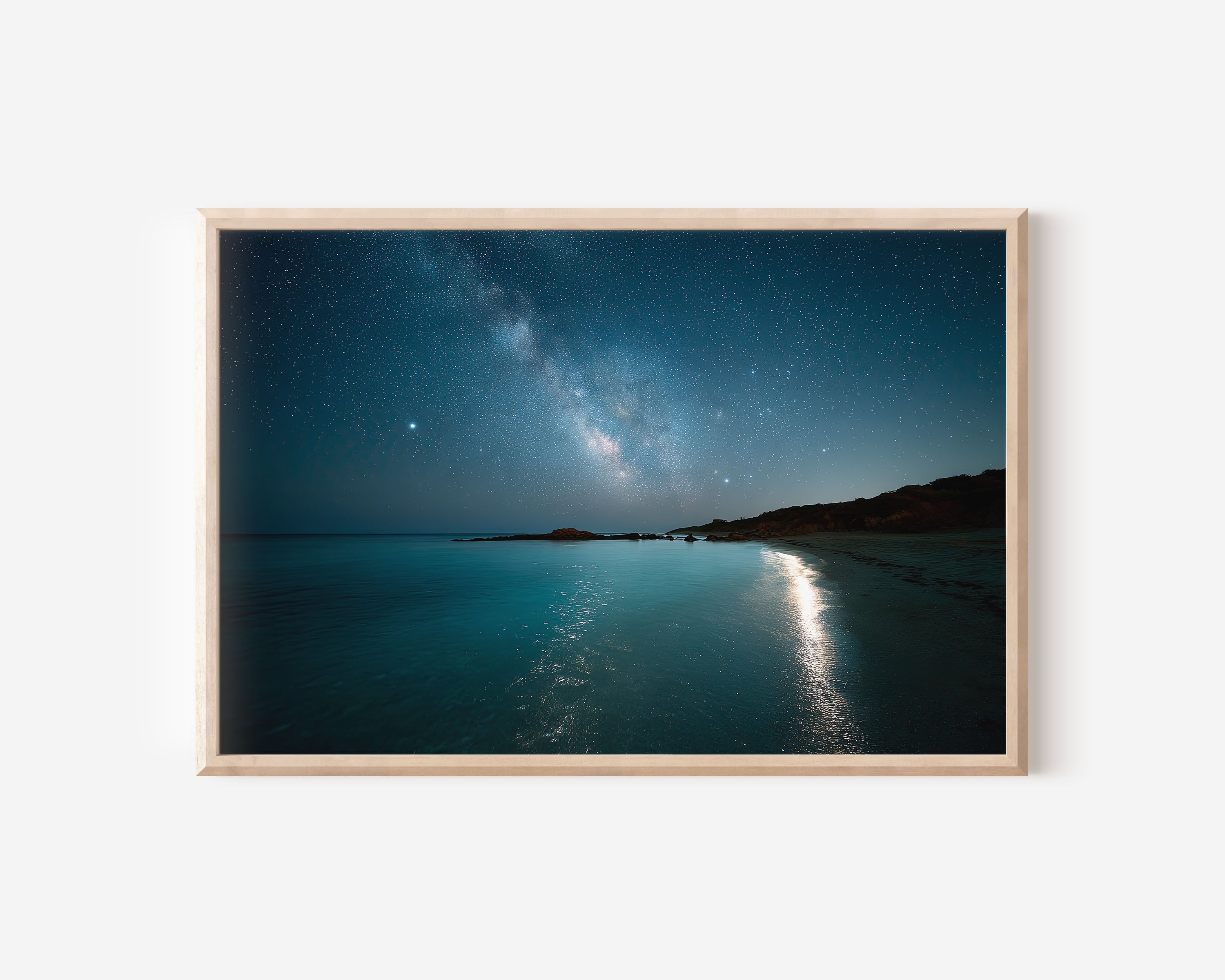 Milky Way Over Ocean Beach Wall Art – Coastal Night Sky Galaxy Landscape