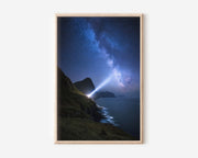 Milky Way Ocean Cliff Wall Art Print | Coastal Night Sky Canvas