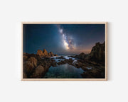 Milky Way Over Rocky Coast Wall Art – Ocean Galaxy Night Sky Landscape