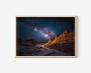 Milky Way Over Desert Wave Wall Art – Cosmic Sandstone Landscape