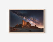 Milky Way Over Red Desert Citadel Wall Art – Cosmic Canyon Landscape