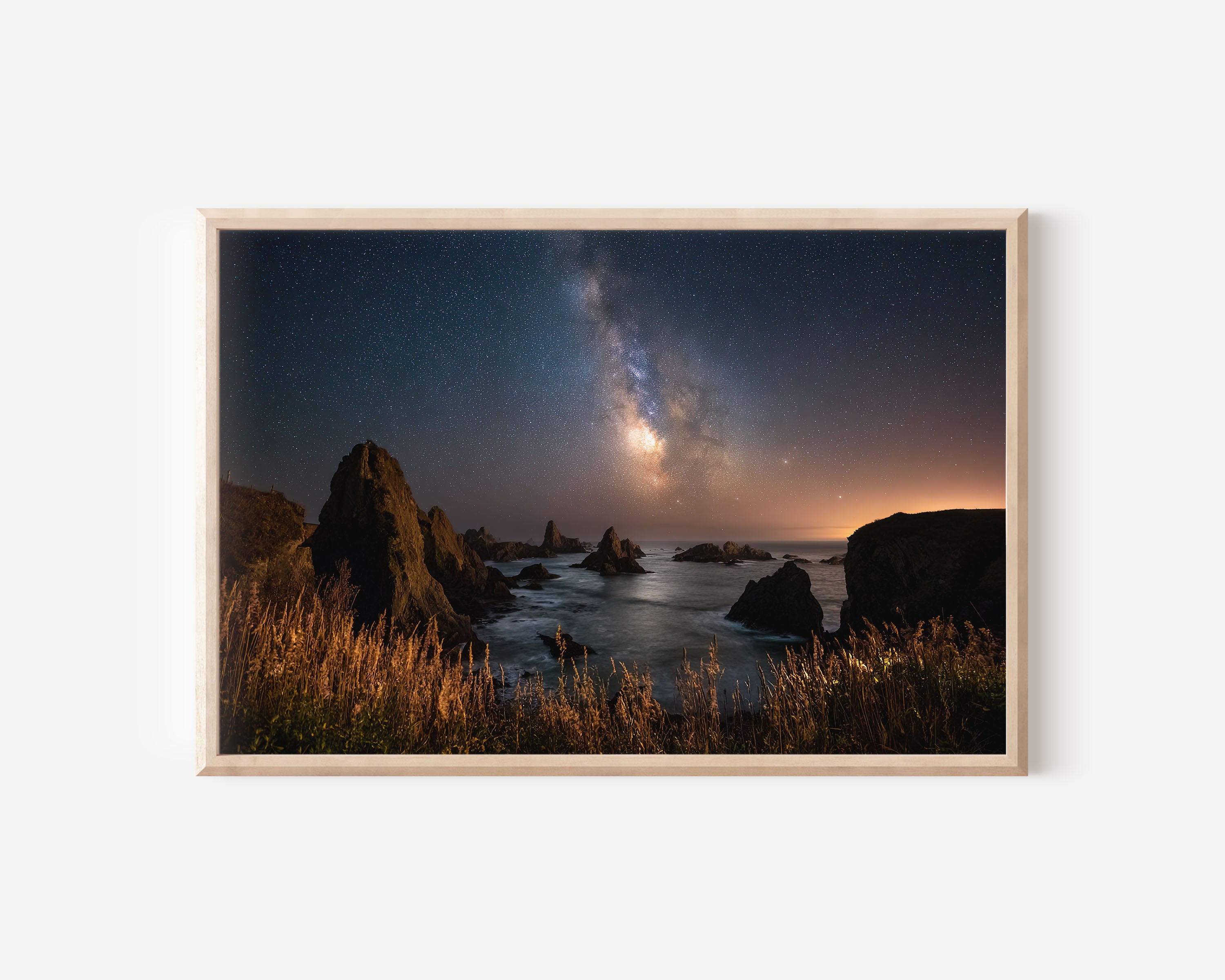 Milky Way Over Wild Coast Wall Art – Ocean Night Sky Landscape
