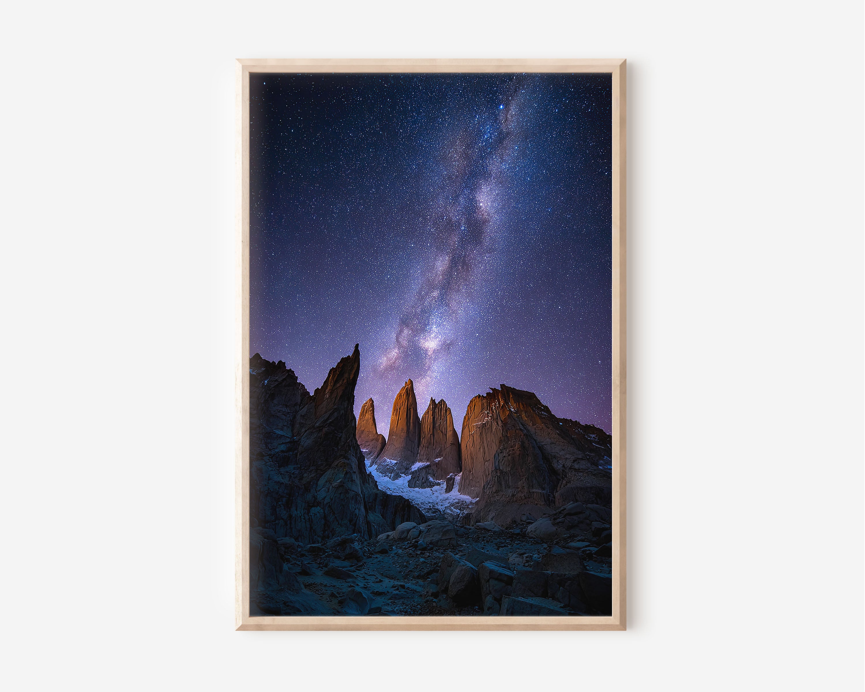 Milky Way Patagonia Peaks Wall Art Print | Night Sky Mountain Canvas