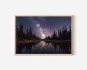 Milky Way Reflections Forest Lake Wall Art – Night Sky Landscape