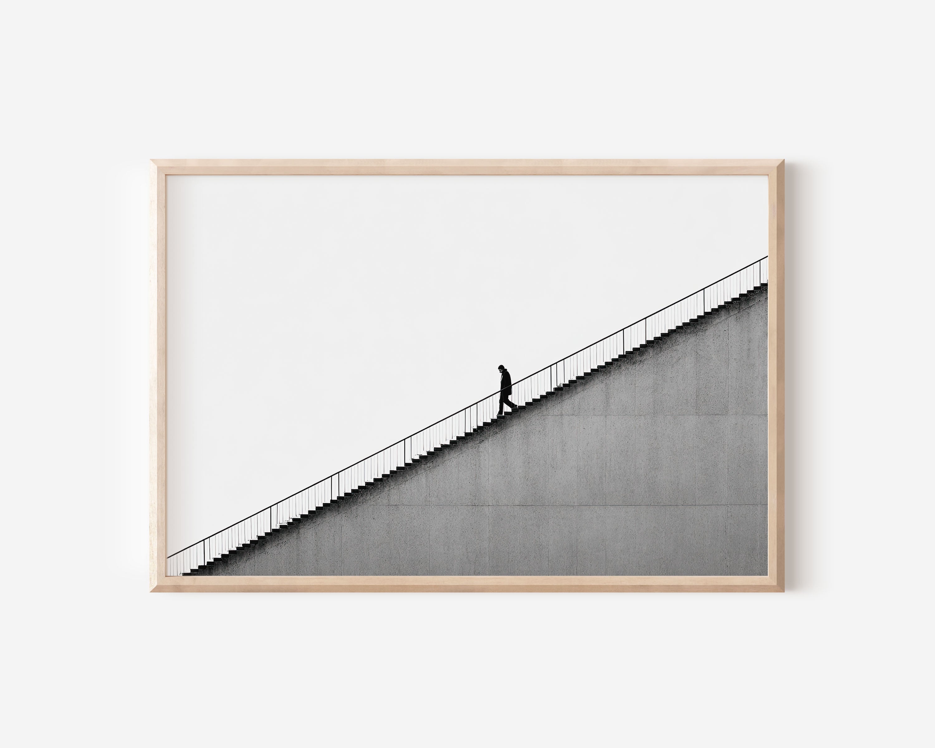 Minimalist Staircase Figure Print | Black and White Architecture Wall Art | Concrete Steps Photography