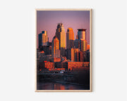 Minneapolis Skyline Sunset Wall Art | Mississippi River Minnesota Print | Travel Photography Poster