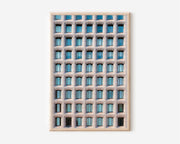 Modern Geometry Facade Wall Art – Minimalist Architecture Canvas Print, Grid Window Building Decor