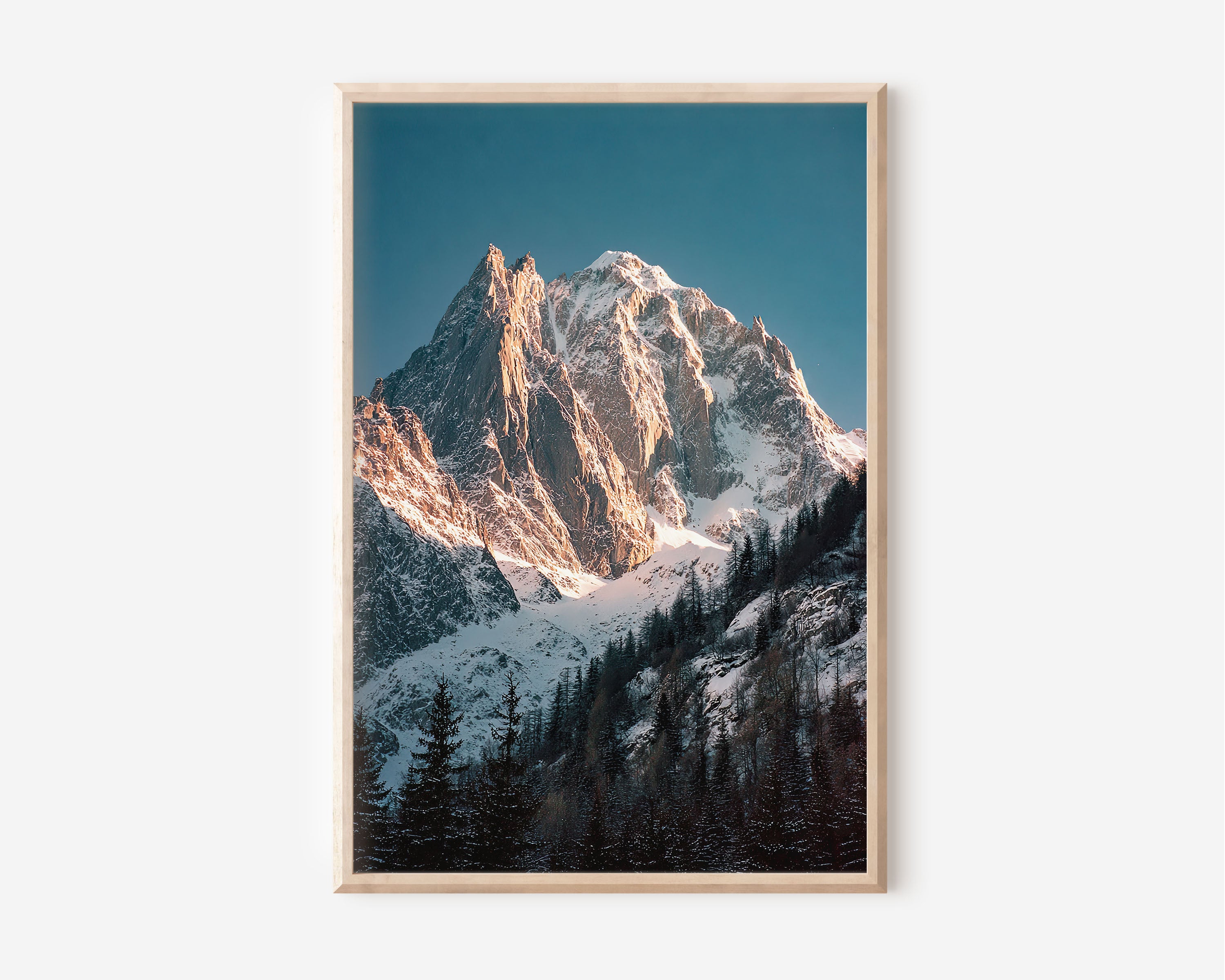 Mont Blanc Massif Wall Art Print | French Alps Alpenglow Mountain Photography | Chamonix Winter Landscape Poster | Alpine Home Decor