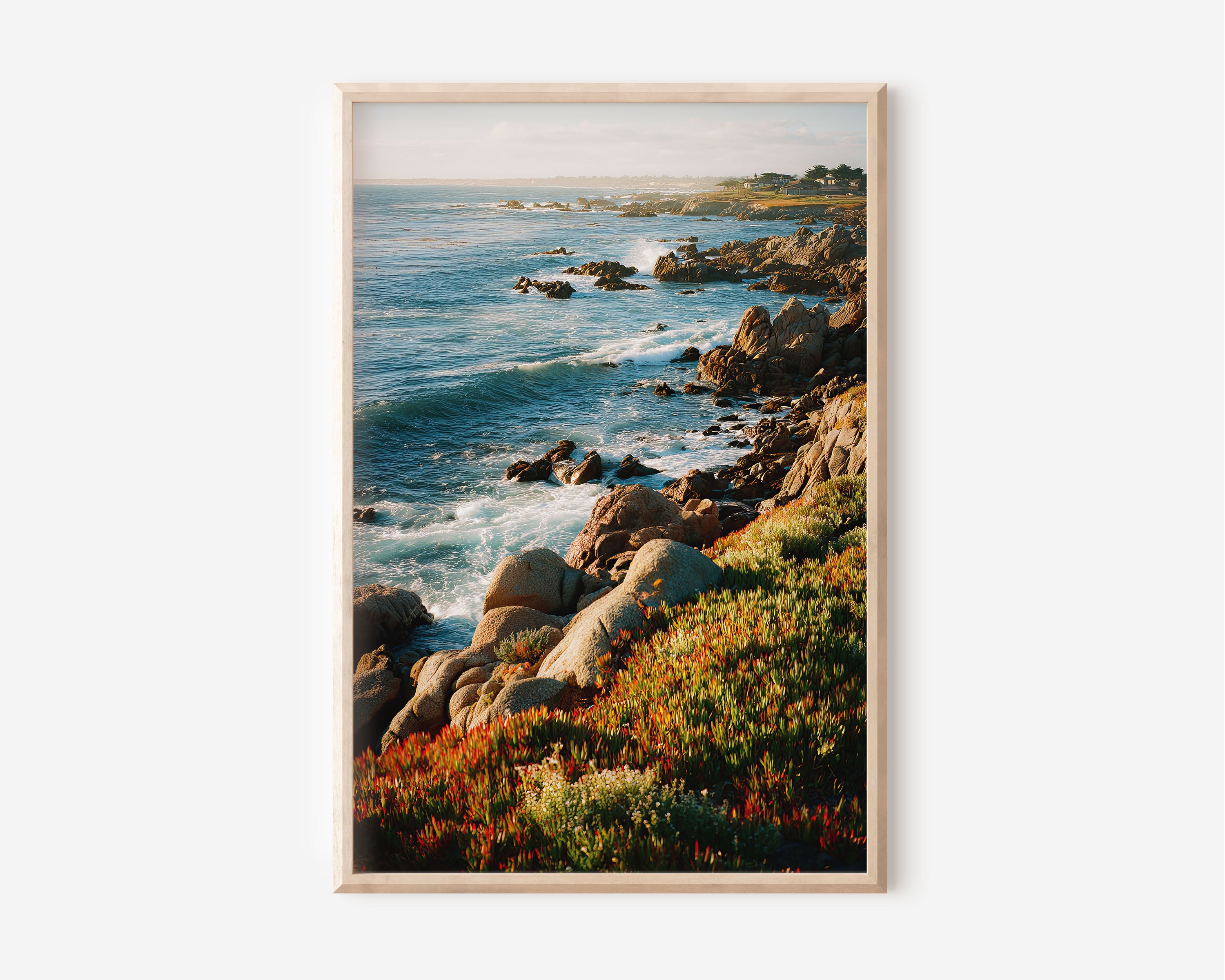 Monterey Bay California Wall Art Print | Pacific Coast Wildflower Rocky Shoreline Photography | California Travel Poster | Coastal Home Decor