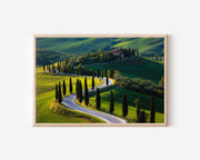 Tuscany Cypress Road Wall Art – Monticchiello Italy Rolling Hills Landscape Print