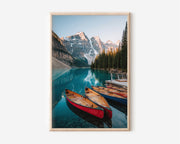 Moraine Lake Banff Print | Canadian Rockies Canoe Wall Art | Turquoise Lake Alberta Photography