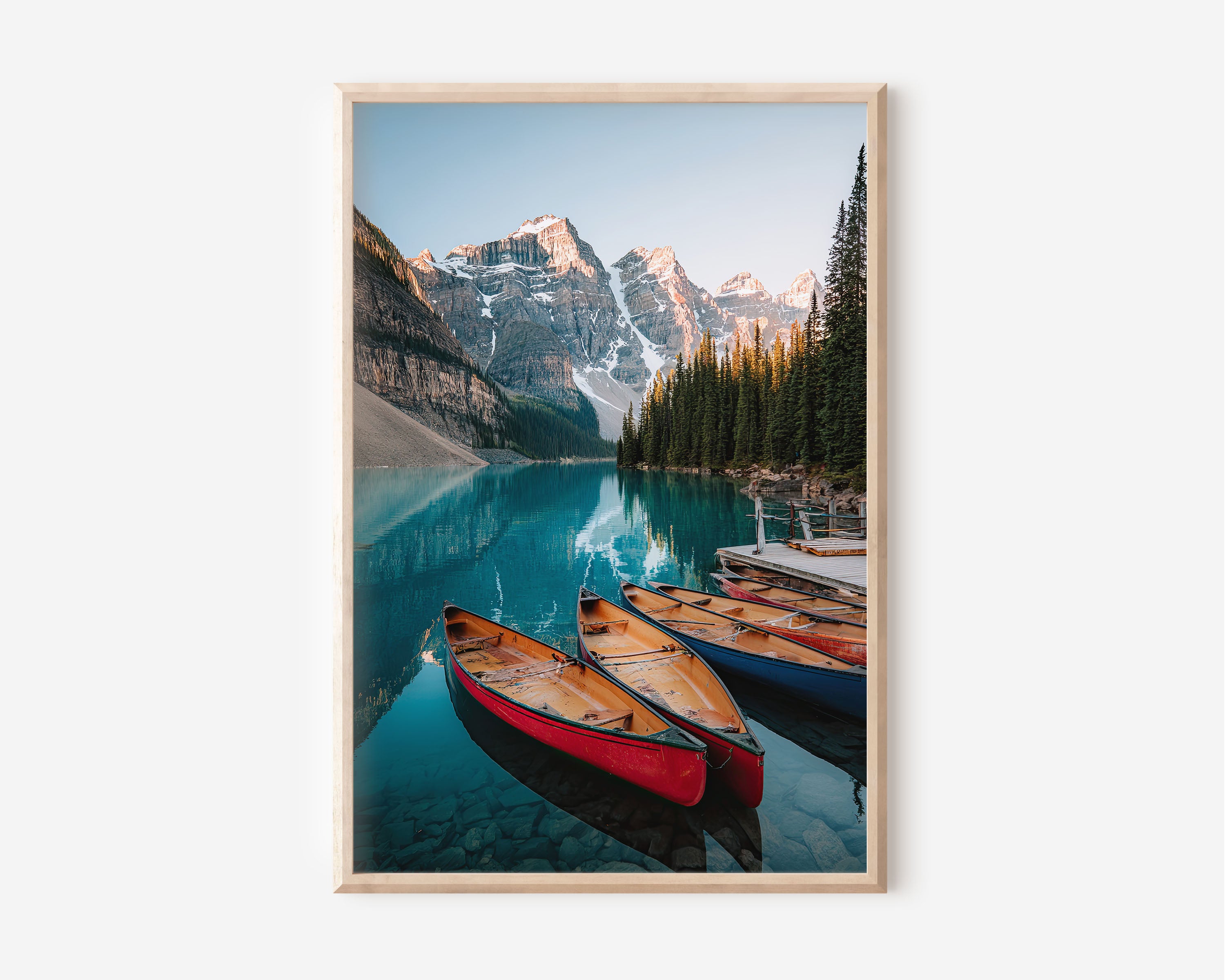 Moraine Lake Banff Print | Canadian Rockies Canoe Wall Art | Turquoise Lake Alberta Photography