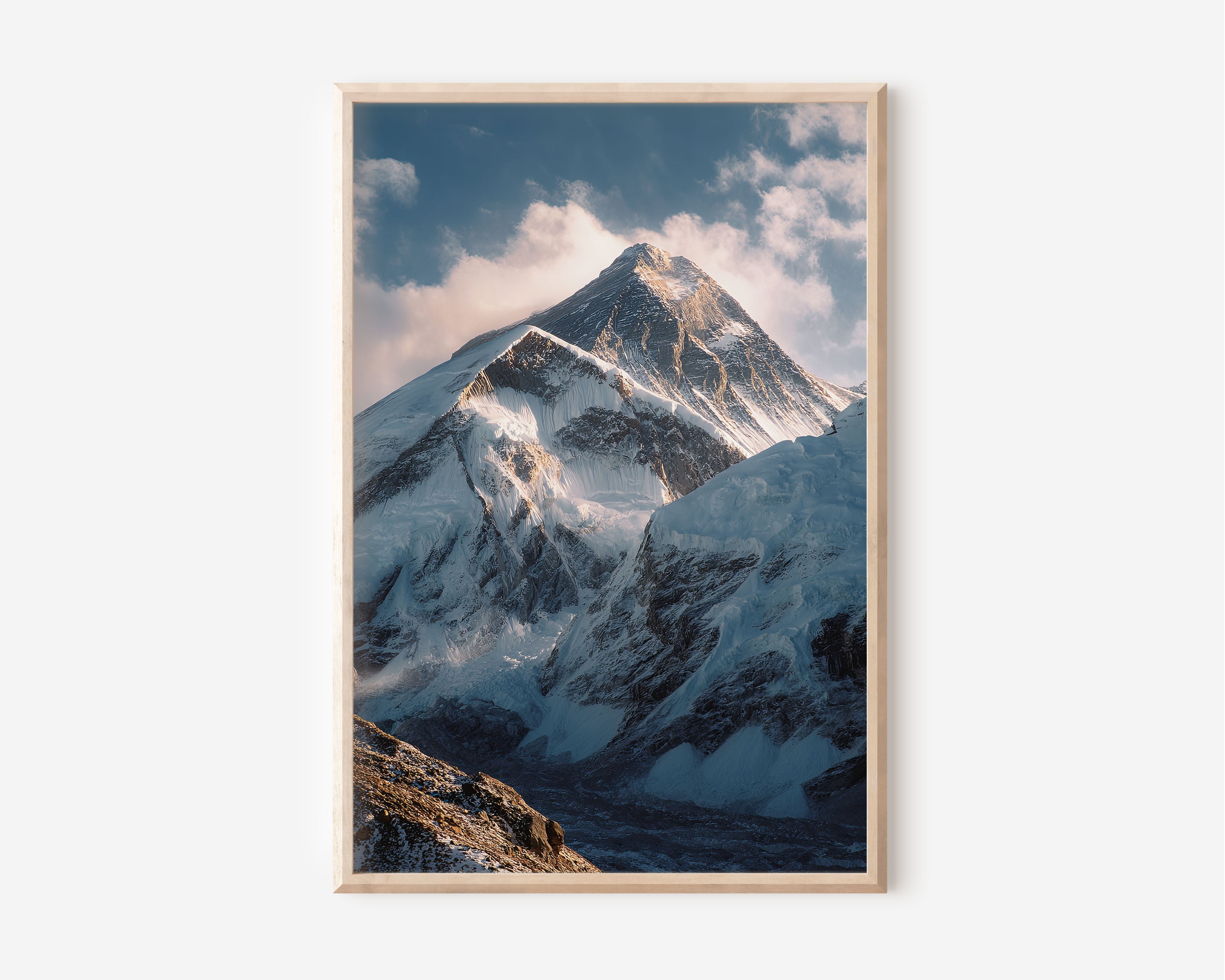 Mount Everest Close Up Wall Art Print | Nepal Himalaya Summit Alpenglow Photography | Everest Base Camp Trek Poster | Mountain Adventure Home Decor
