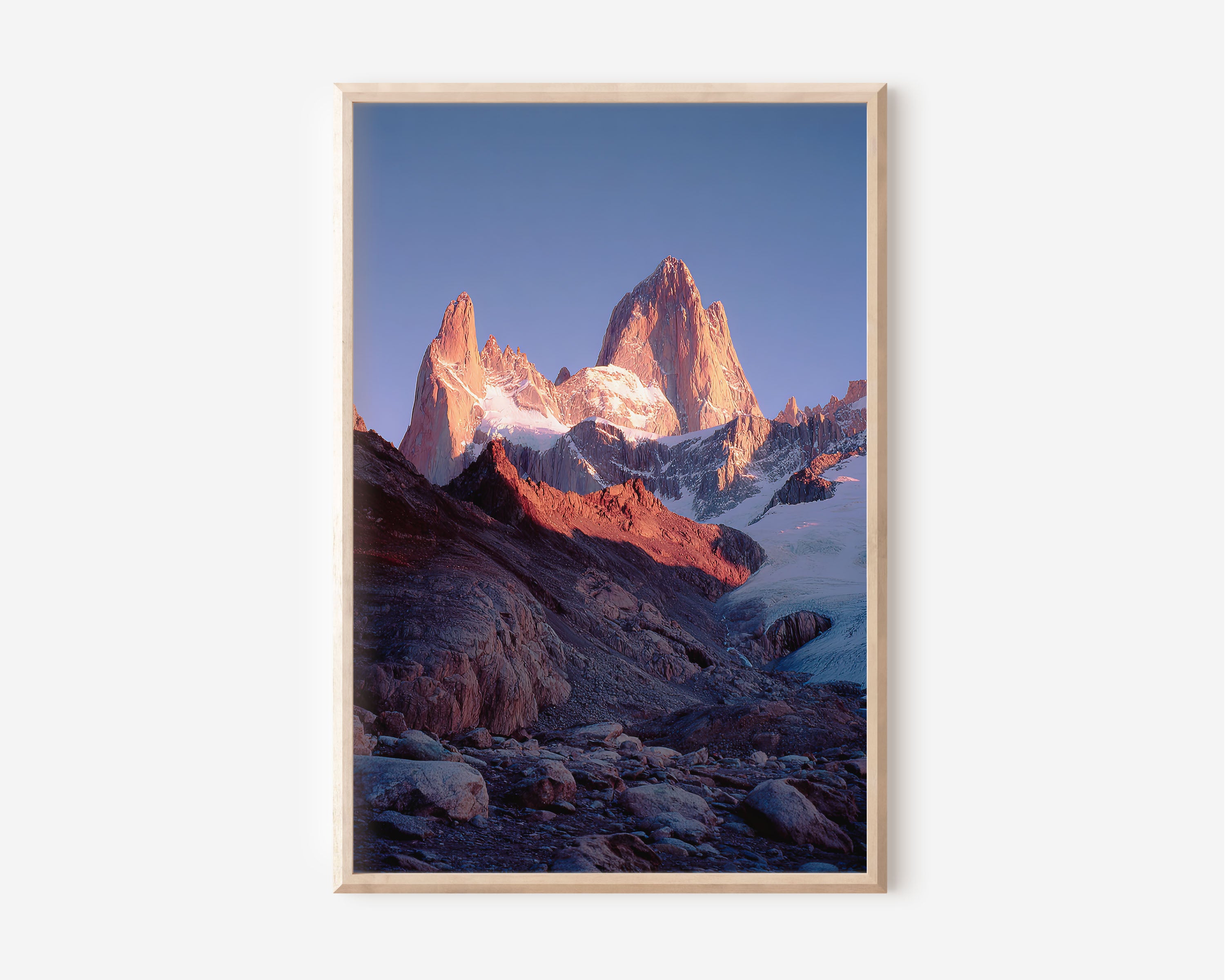Mount Fitz Roy Wall Art Print | Patagonia Argentina Alpenglow Sunrise Photography | El Chaltén Travel Poster | Adventure Mountain Home Decor