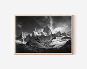 Mount Fitz Roy Black & White Wall Art Print