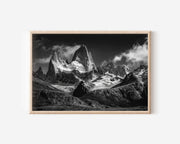 Mount Fitz Roy Patagonia Black & White Wall Art Print