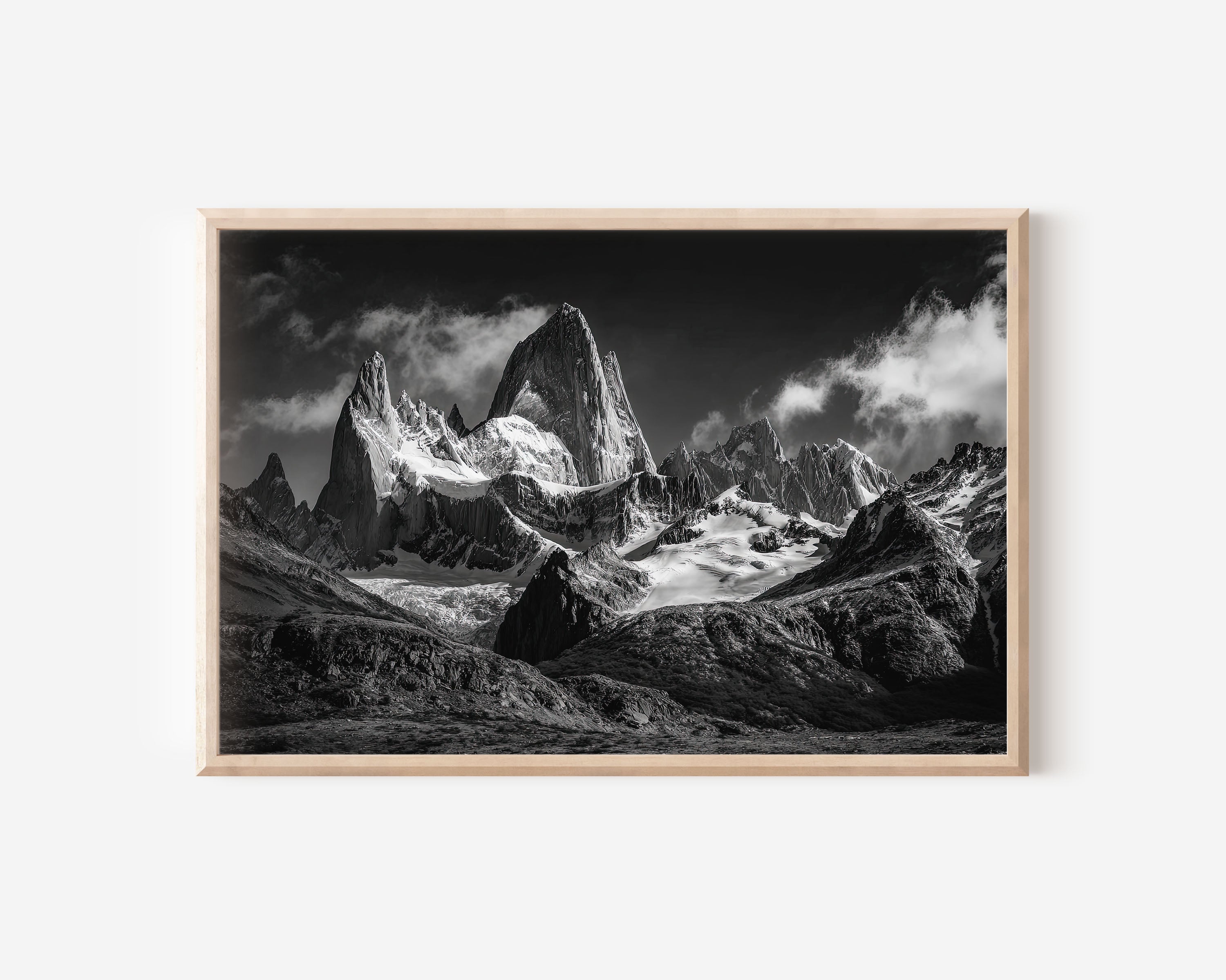 Mount Fitz Roy Patagonia Black & White Wall Art Print