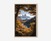 Mount Fitz Roy Autumn Valley Print | Patagonia Golden Forest Wall Art | El Chaltén Argentina Photography