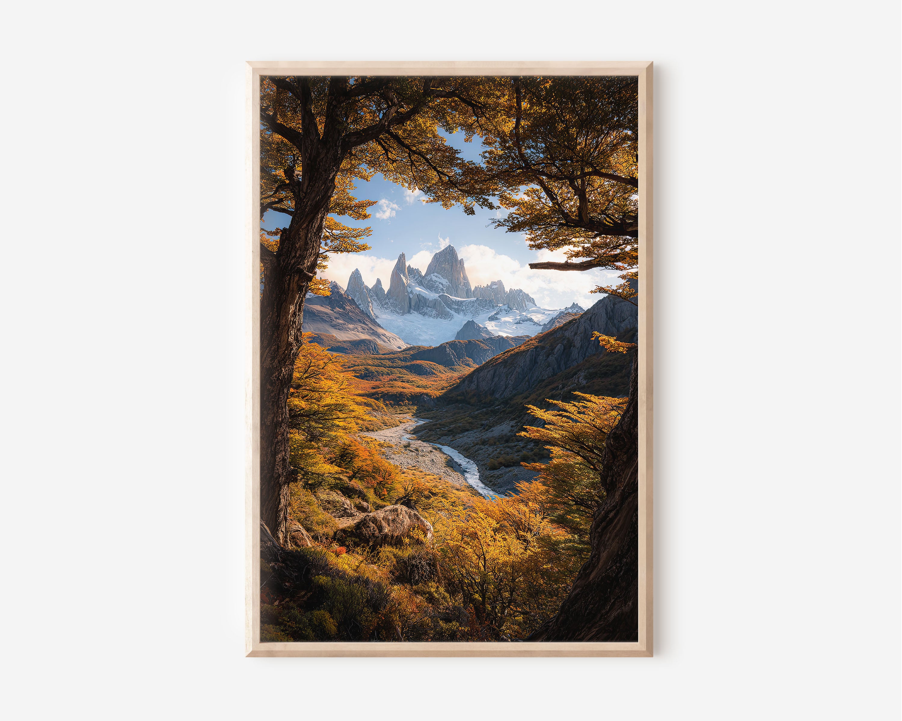 Mount Fitz Roy Autumn Valley Print | Patagonia Golden Forest Wall Art | El Chaltén Argentina Photography