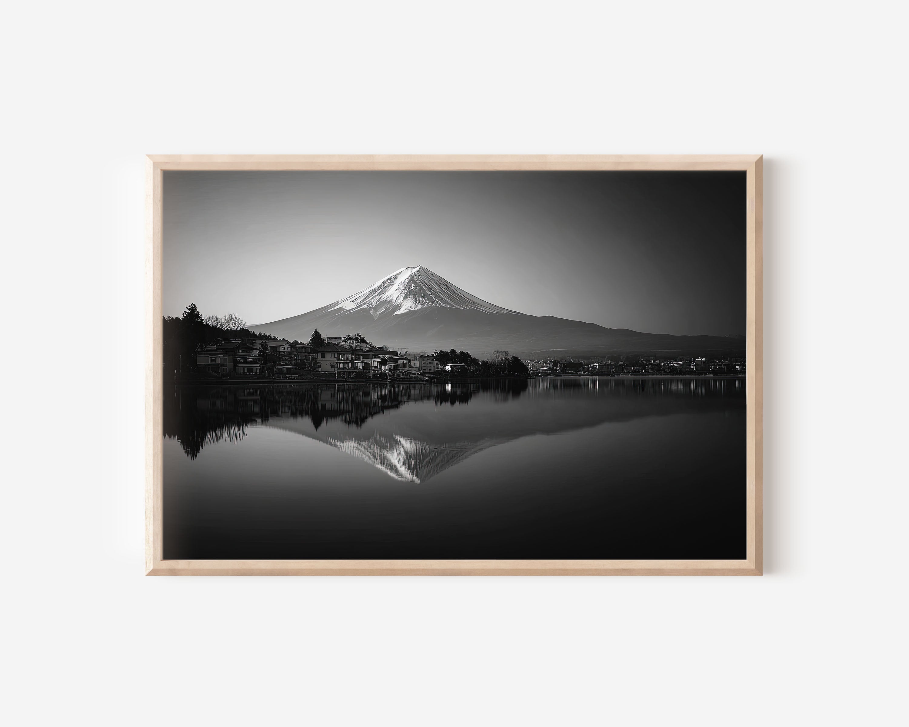 Mount Fuji Black & White Canvas Wall Art Print