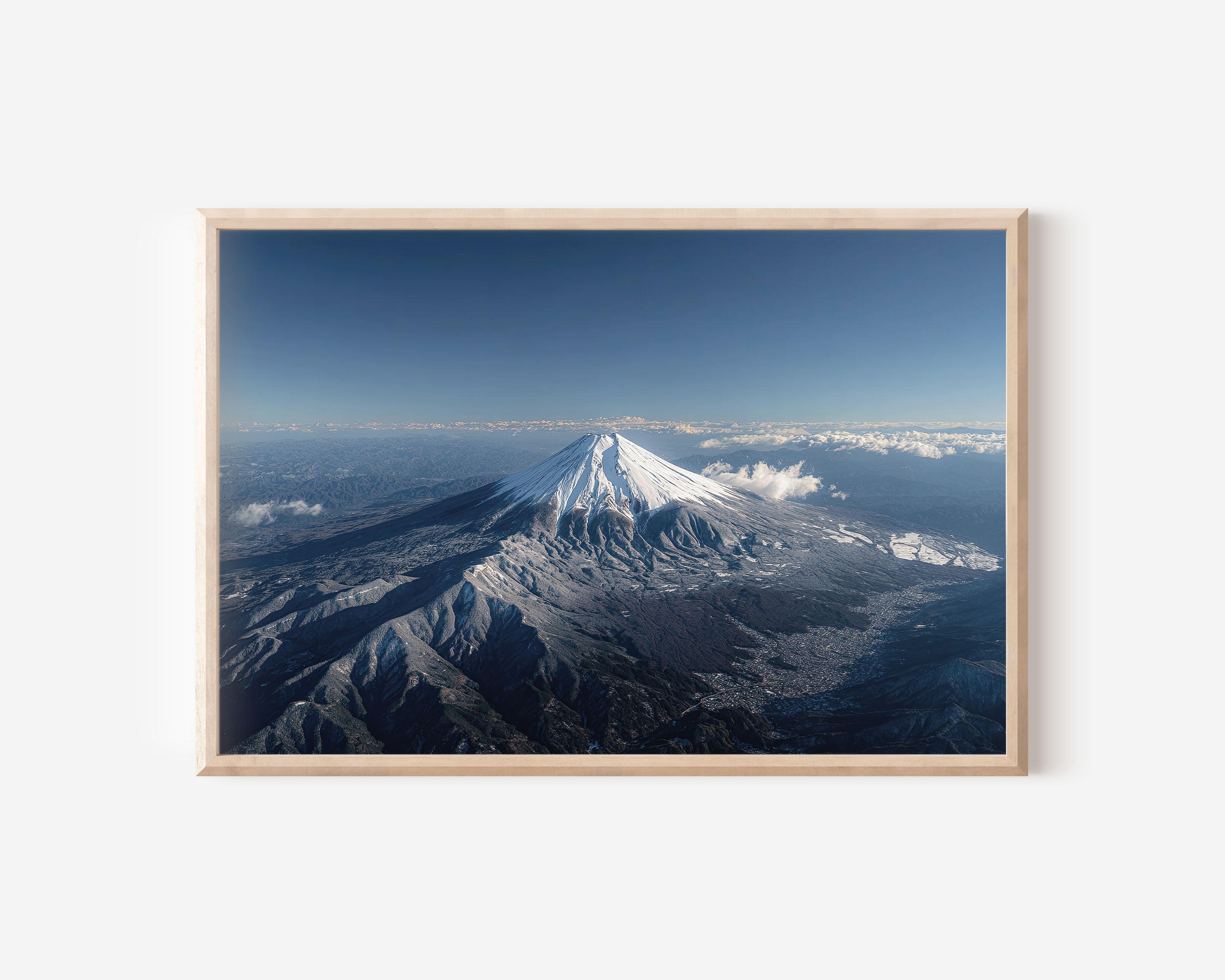 Mount Fuji Japan Wall Art – Snow-Capped Volcano Aerial Landscape