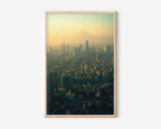 Mount Fuji Tokyo Skyline Golden Hour Aerial Wall Art Print | Japan City Landscape Photography Poster | Urban Travel Decor