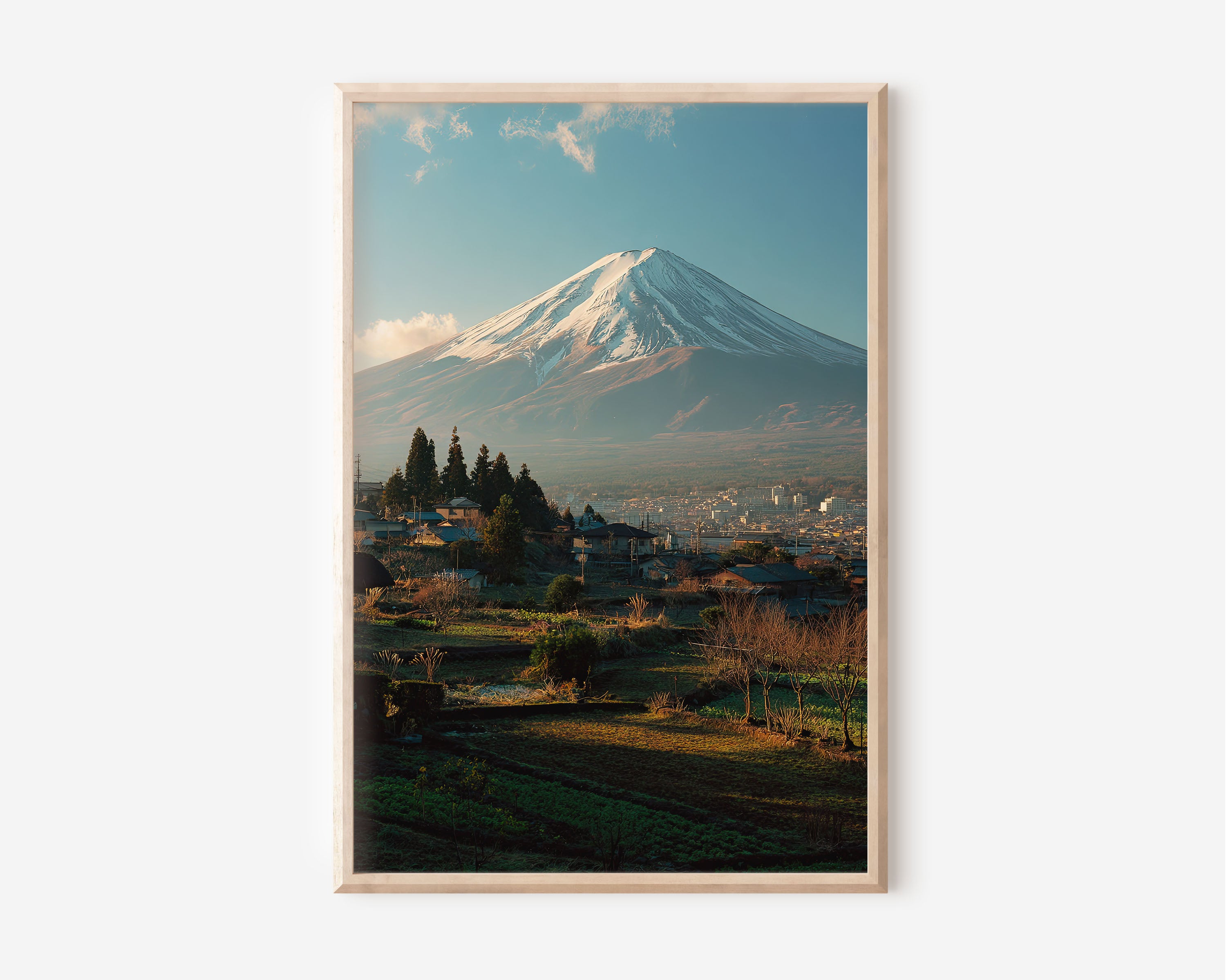 Mount Fuji Winter Countryside Wall Art Print | Fuji-san Village Farmland Landscape Photography | Japan Travel Poster | Japandi Home Decor