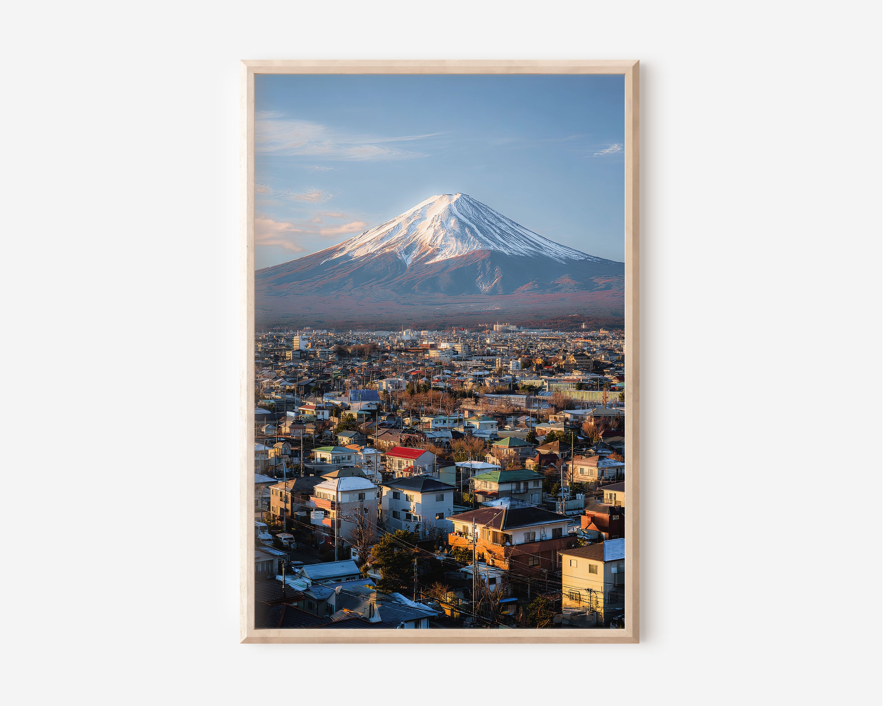 Mount Fuji Print | Snow-Capped Peak Over Fujiyoshida City | Japan Travel Wall Art | Landscape Photography Poster