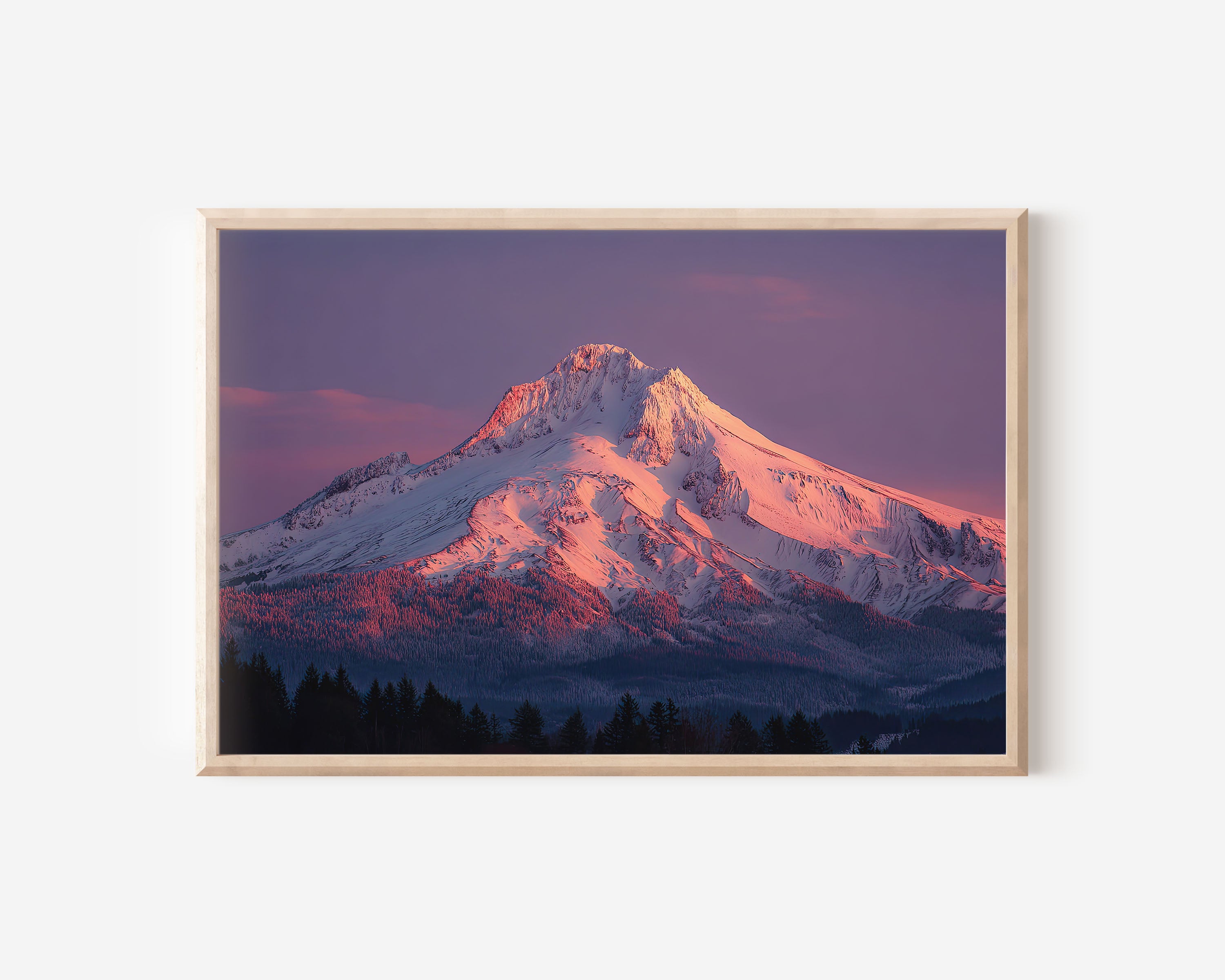 Mount Hood Sunrise Wall Art Print – Oregon Cascade Snow Mountain Landscape