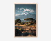 Mount Kilimanjaro Snow-Capped Peak Acacia Trees Tanzania Wall Art Print | Africa Safari Landscape Photography Poster | East African Nature Decor