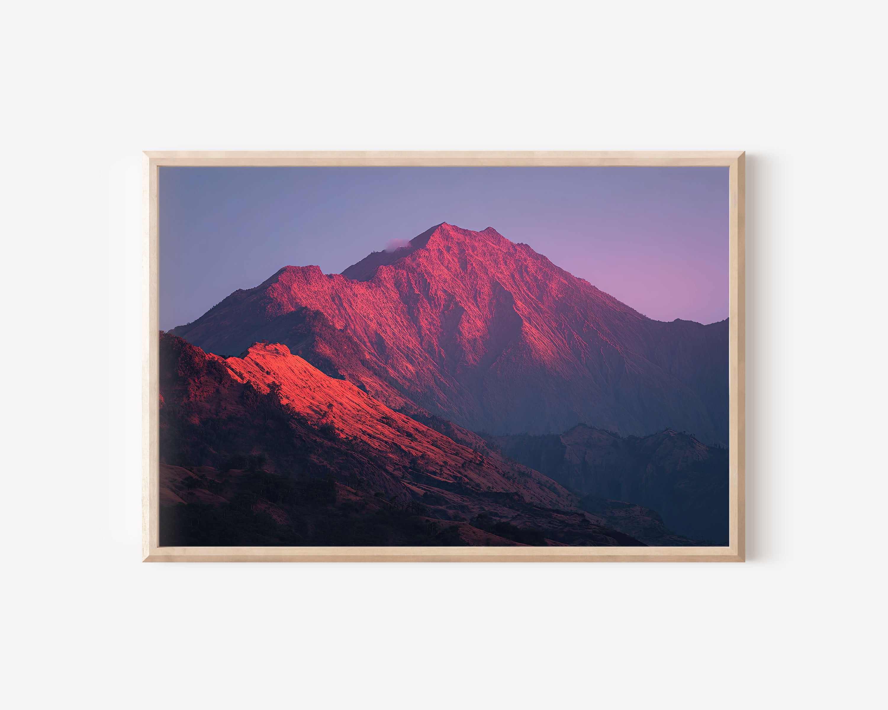 Mount Rinjani Indonesia Wall Art | Lombok Volcano Sunset Landscape Print