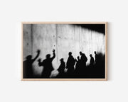 Human Shadows on Concrete Wall | Black & White Street Photography Fine Art Print