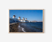 Mykonos Windmills Print – Greek Island Coastal Wall Art