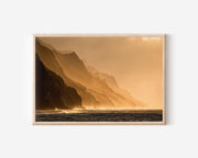Na Pali Coast Kauai Wall Art | Hawaii Golden Ocean Cliff Print