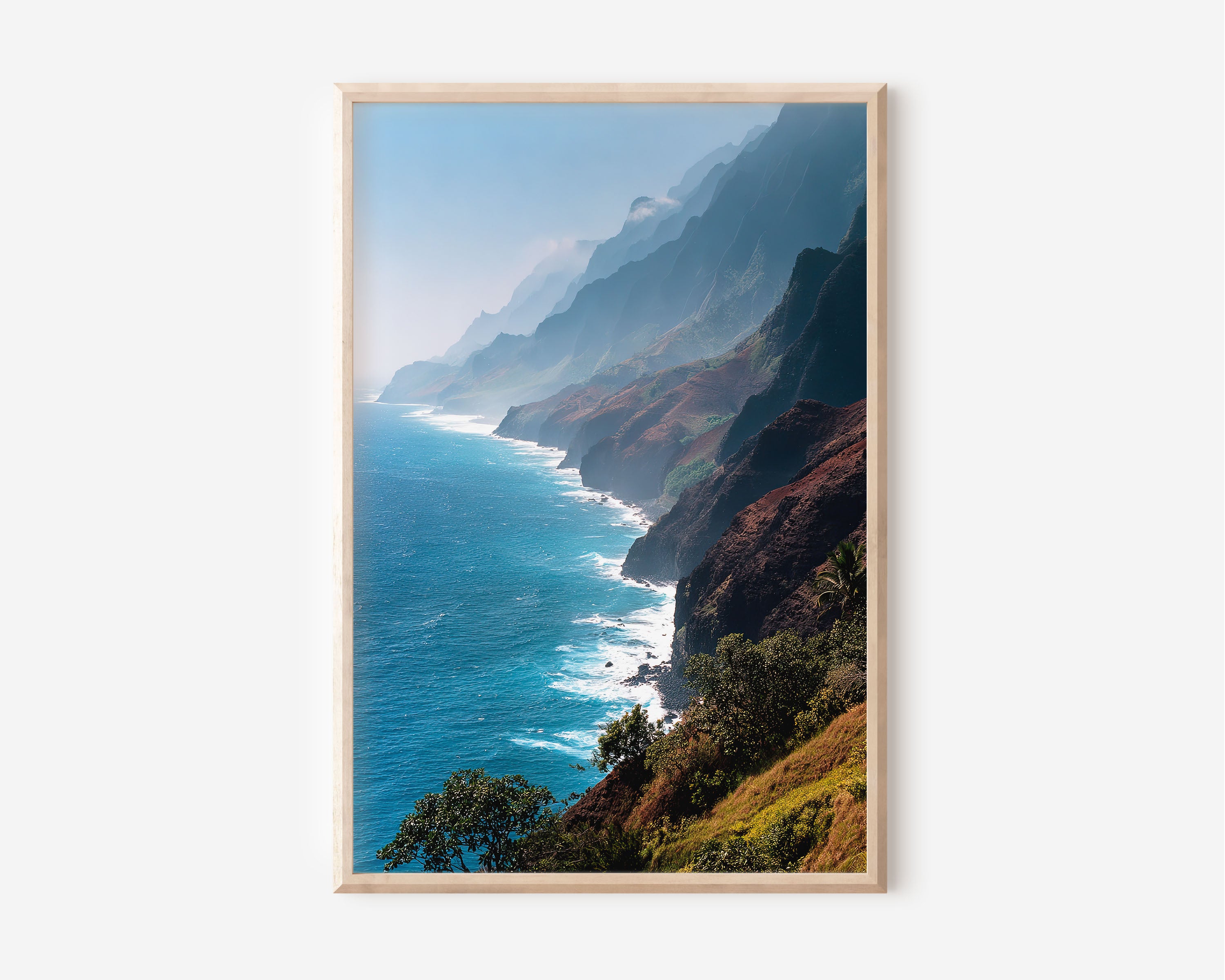 Nā Pali Coast Wall Art Print | Kauai Hawaii Cliffside Photography | Pacific Ocean Landscape Poster | Hawaiian Nature Print | Tropical Coastal Home Decor