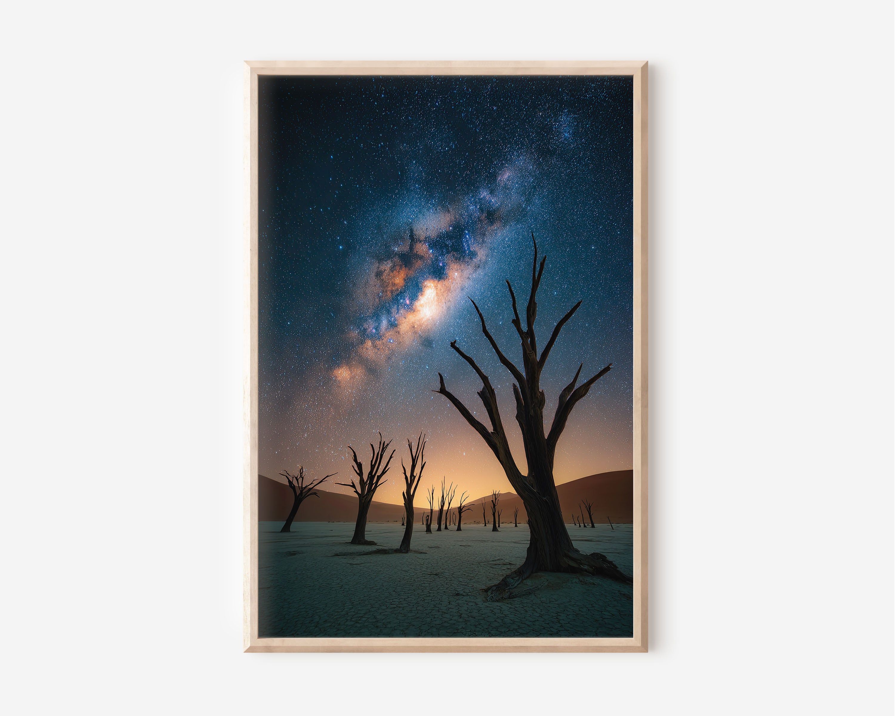 Namib Desert Dead Trees Milky Way Night Sky Deadvlei Namibia Wall Art Print | Africa Astrophotography Poster | Desert Night Nature Decor