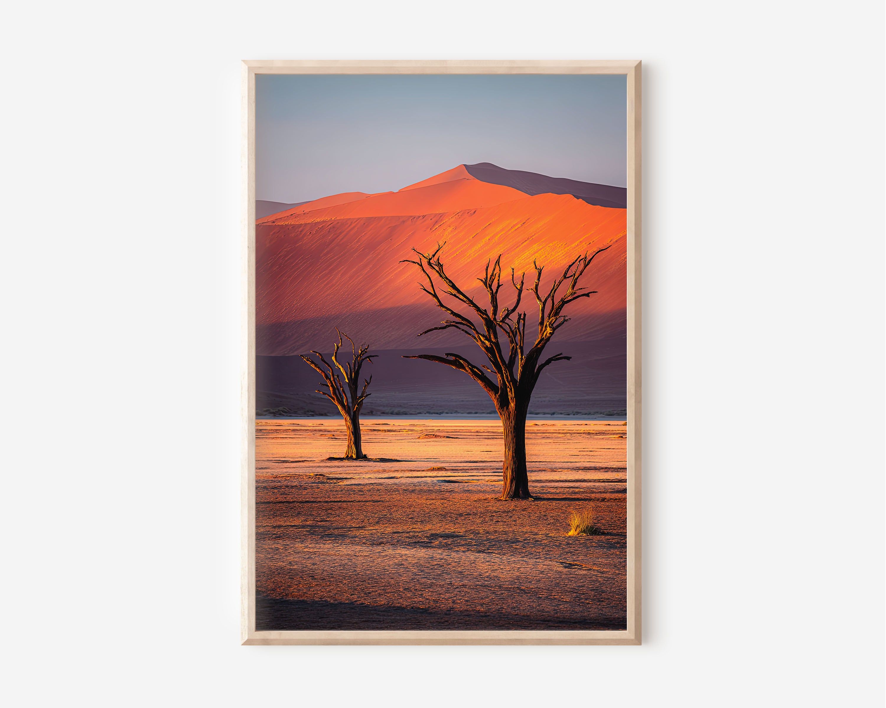 Namib Desert Dead Trees Red Sand Dunes Sunrise Deadvlei Namibia Wall Art Print | Africa Desert Landscape Photography Poster | Minimalist Nature Decor