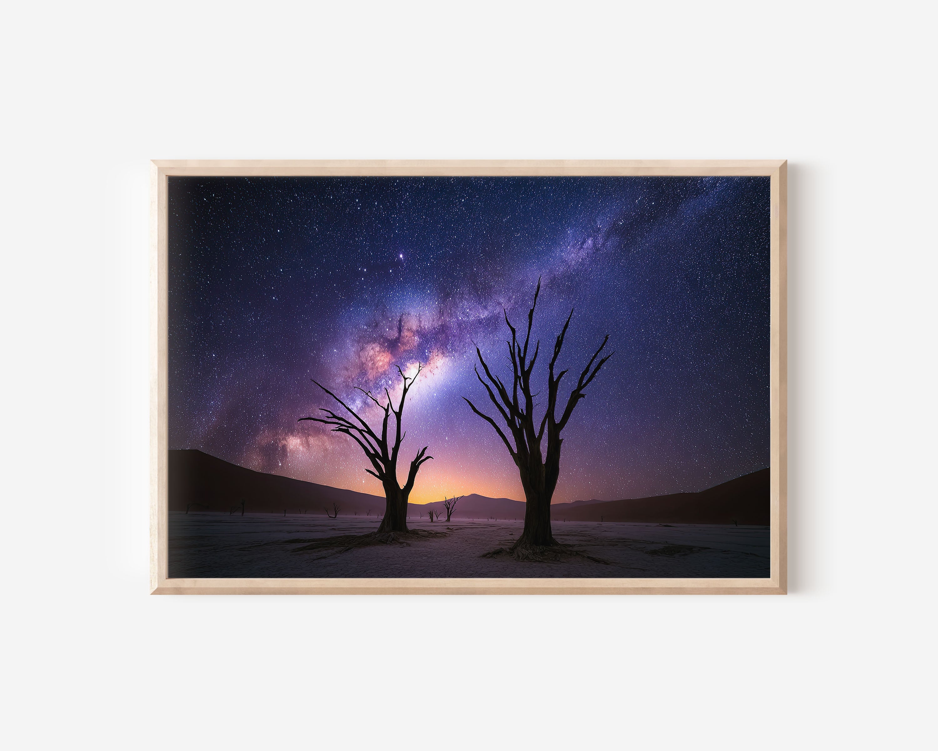Namib Desert Deadvlei Milky Way Wall Art – Purple Galaxy Night Sky