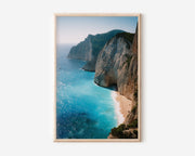Navagio Beach Wall Art Print | Zakynthos Greece Shipwreck Bay Cliff Photography | Greek Islands Travel Poster | Coastal Mediterranean Home Decor