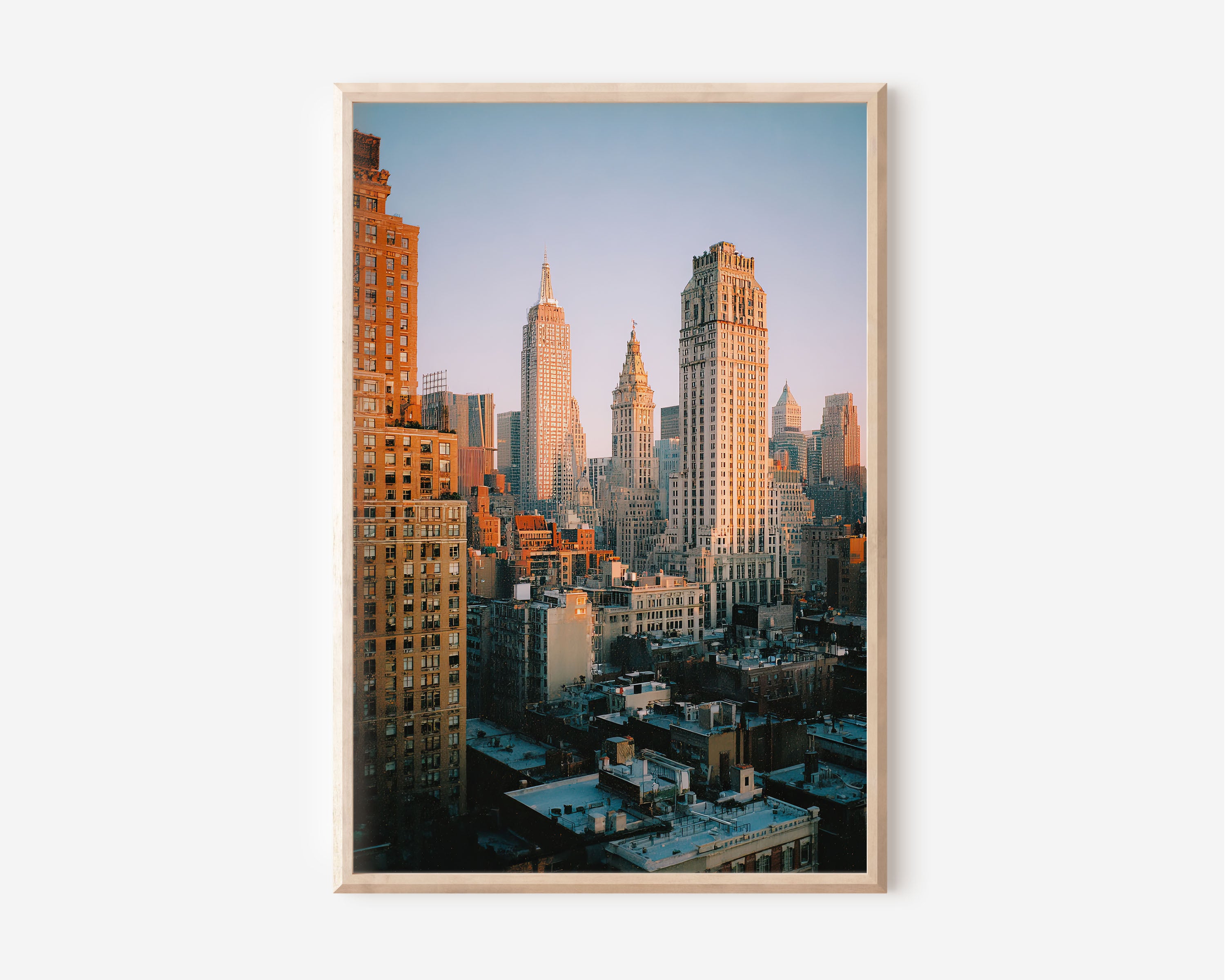 New York City Skyline Wall Art | NYC Sunset Architecture Print