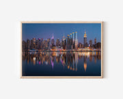 New York City Skyline Wall Art Print | Manhattan Night Cityscape Reflection Photography