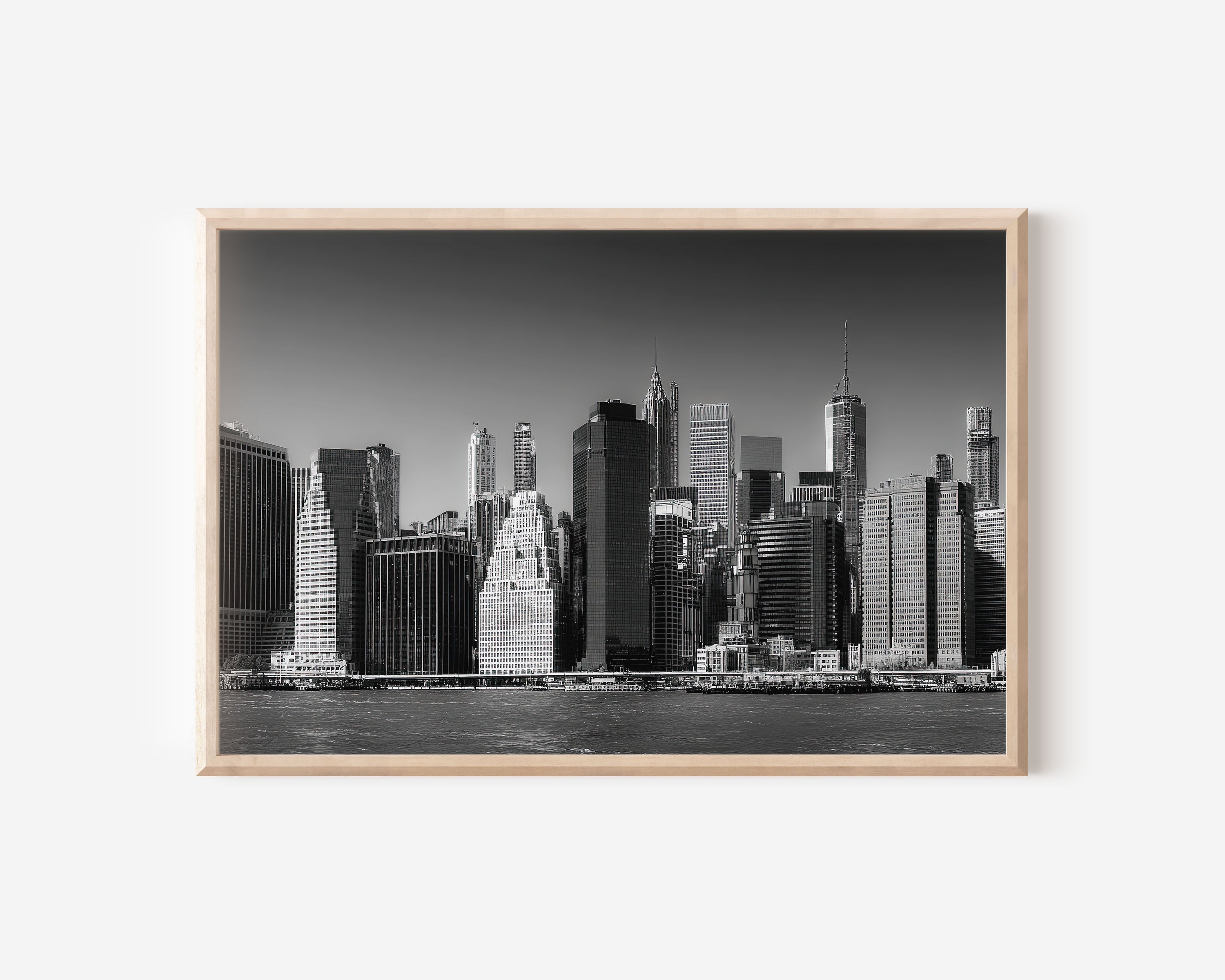New York Skyline Black & White Wall Art Print