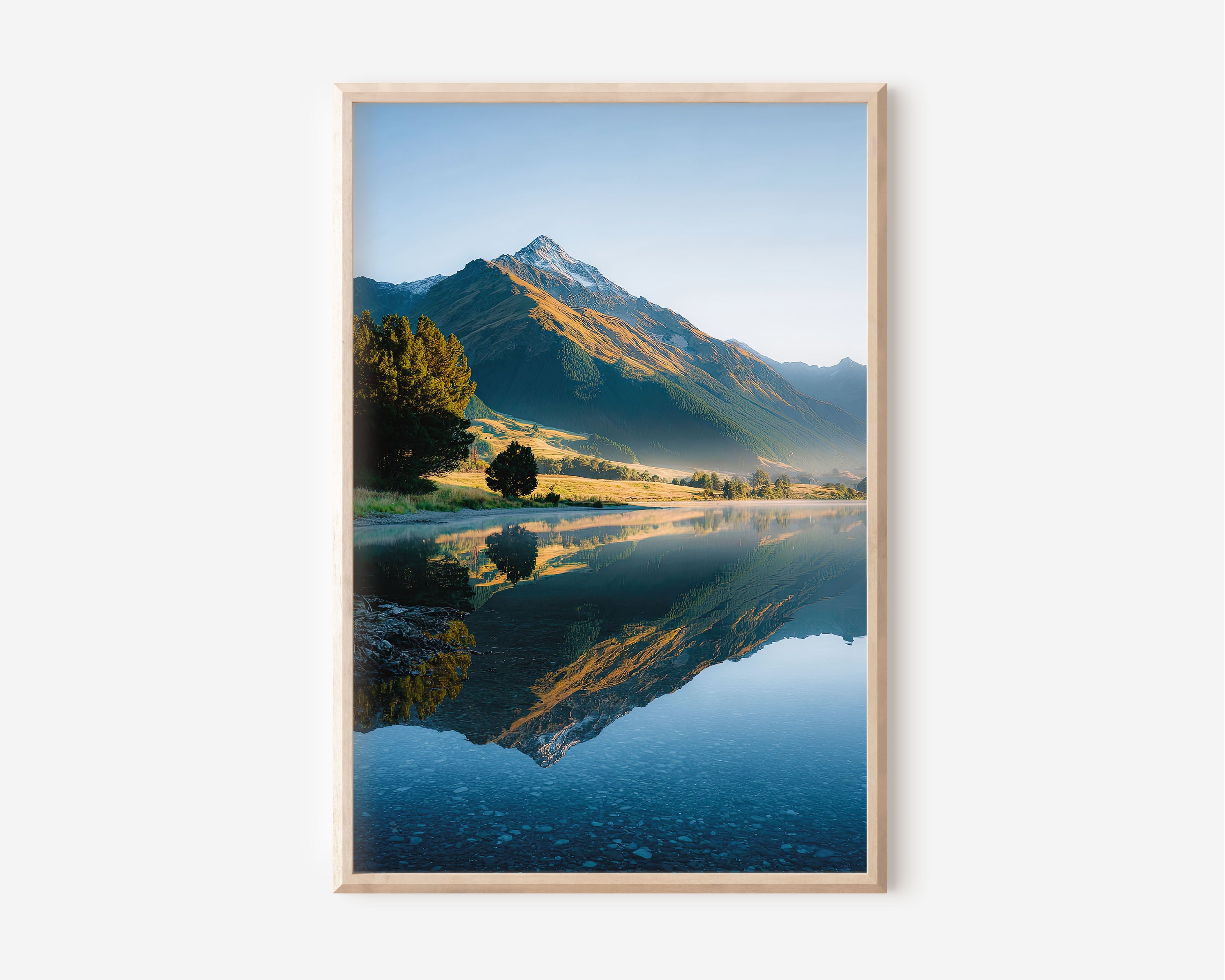 New Zealand Lake Morning Reflection Wall Art Print | Mount Aspiring National Park Photography | Landscape Nature Home Decor
