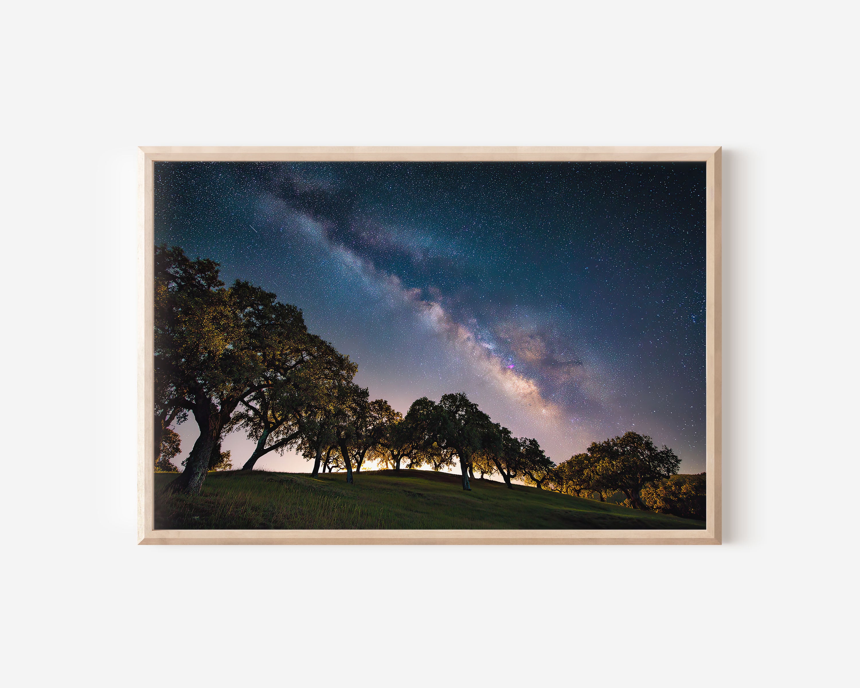 Night Sky Over Rolling Hills Wall Art – Milky Way Landscape Print