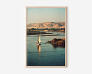 Nile River Egypt Wall Art Print | Felucca Sailboat Luxor Desert Photography | Egypt Travel Poster | Warm Earthy Home Decor