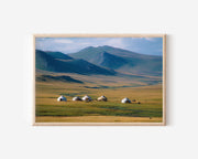 Nomad Yurts Plateau Wall Art Print – Central Asia Steppe Landscape