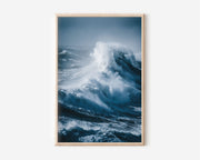 North Atlantic Storm Wave Wall Art Print | Dark Blue Ocean Photography | Dramatic Seascape Crashing Wave Poster