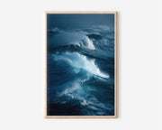 Atlantic Storm Swell Ocean Wall Art Print | Deep Blue Rolling Waves Photography | Moody Navy Seascape Coastal Poster