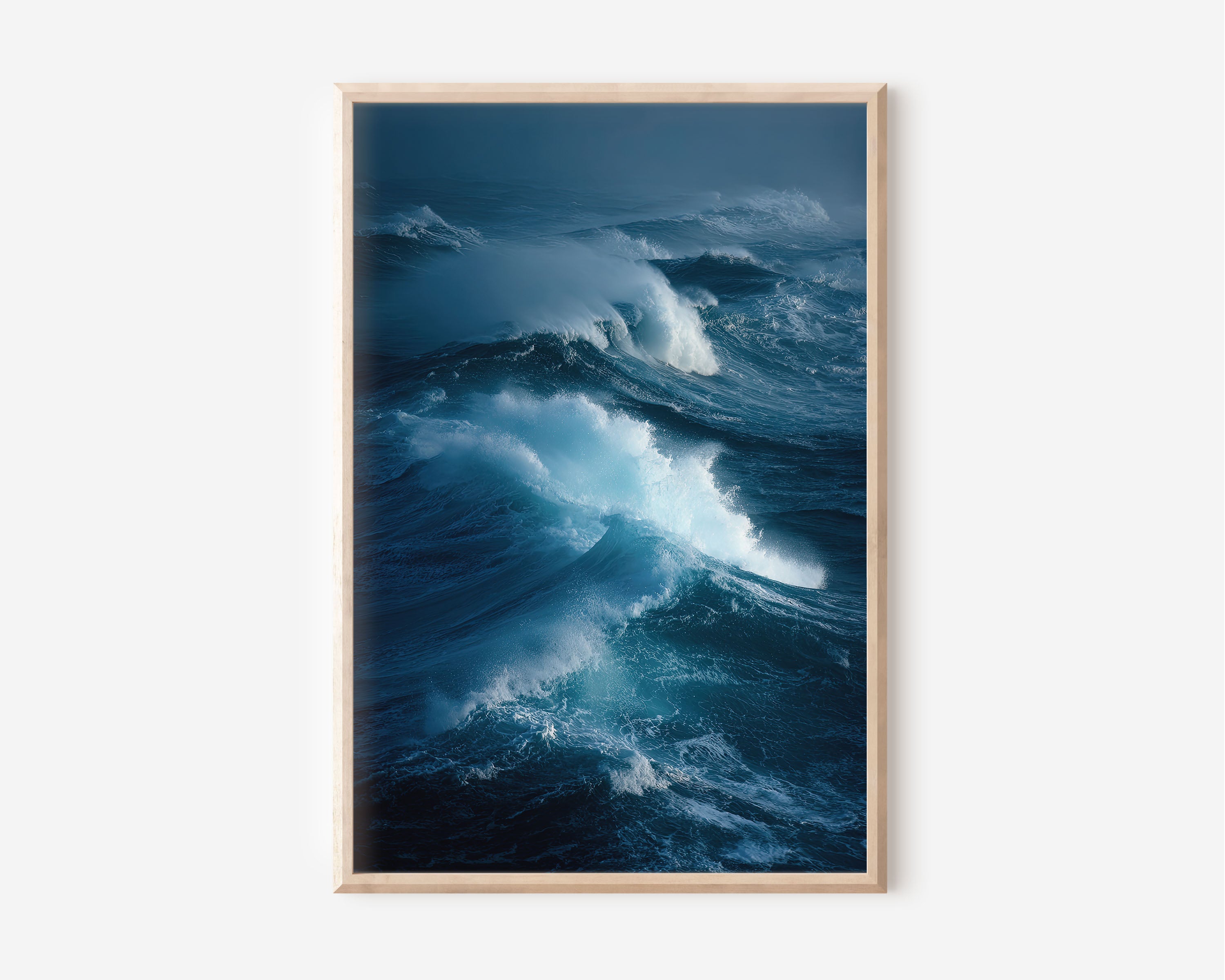 Atlantic Storm Swell Ocean Wall Art Print | Deep Blue Rolling Waves Photography | Moody Navy Seascape Coastal Poster